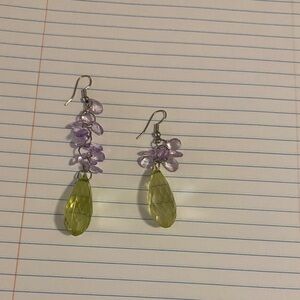 Elegant Purple and Yellow Dangle Earrings